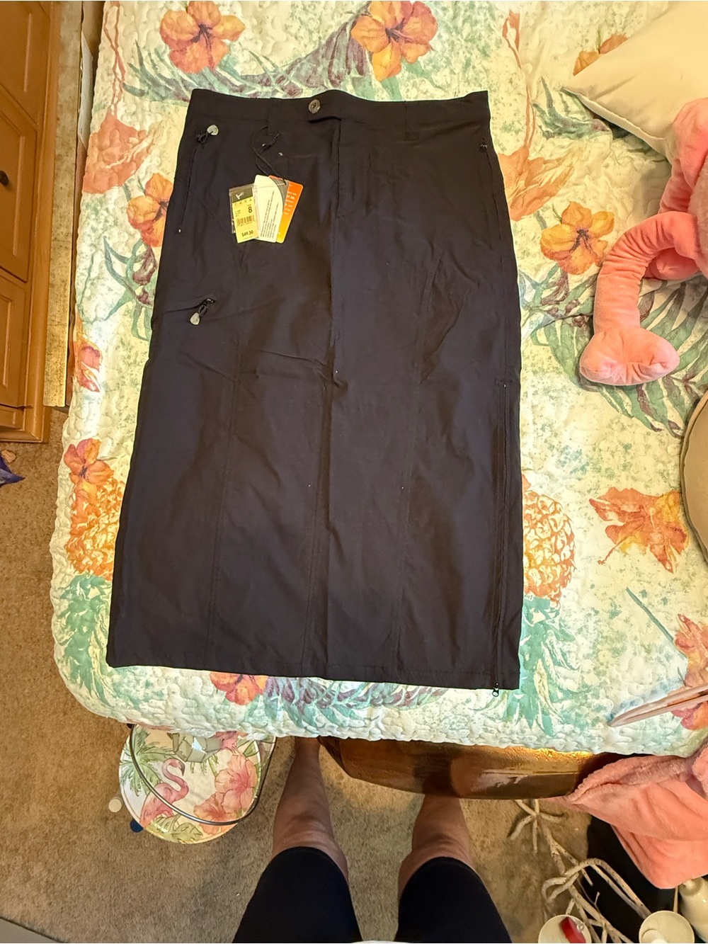 Eddie Bauer Dark Navy Straight Midi Utility Skirt